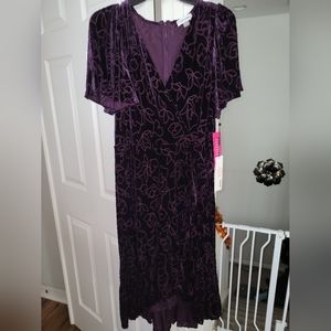 Calvin Klein Size 14 Purple Velvet Dress New